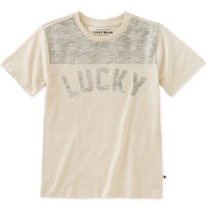 Lucky Brand- T off white with black Aztec underlay. Super soft Boys L NWT